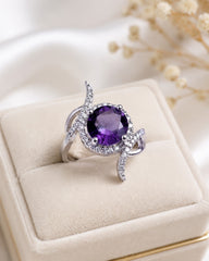 Viora Purple Stone Adjustable Ring